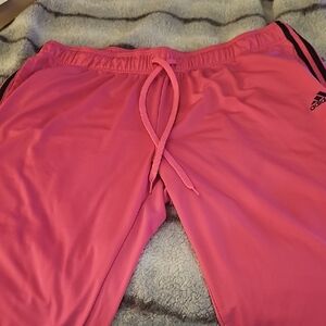 adidas Pink Womens' Track Pants with Black Stripe Detail